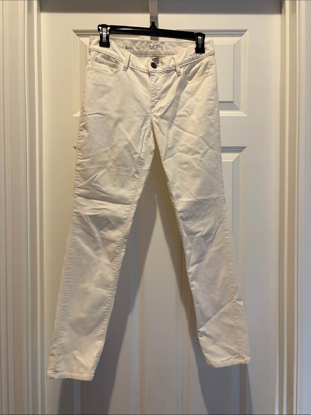 LOFT White, Corduroy Straight-Leg Chinos- 98% cotton, 2% spandex